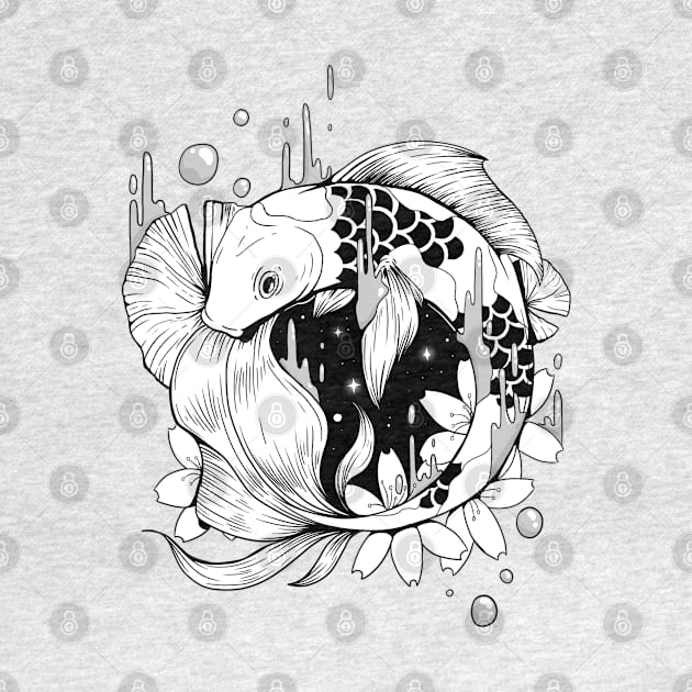 Koi Fish in Noire Space by PowKapowCreations